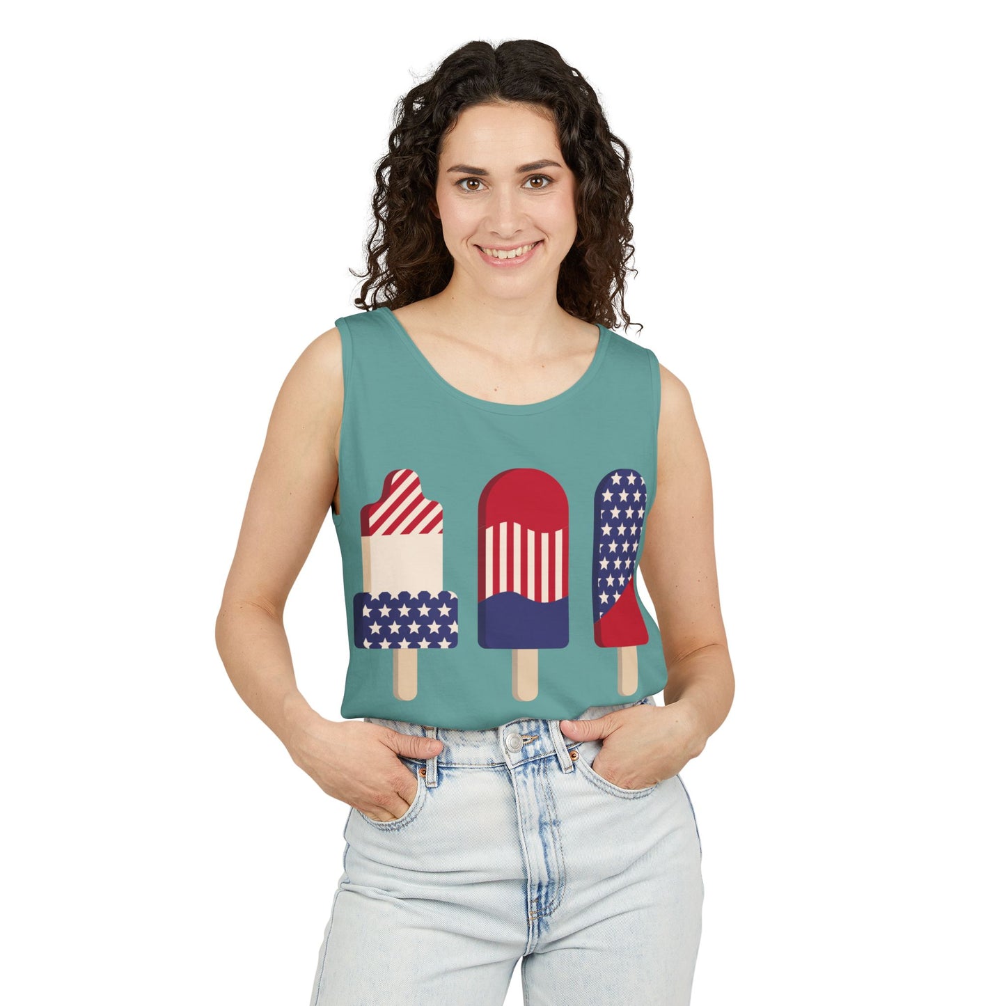 Patriotic Popsicle Tank Top – Fun Summer Sleeveless Shirt for Holidays & Casual Wear