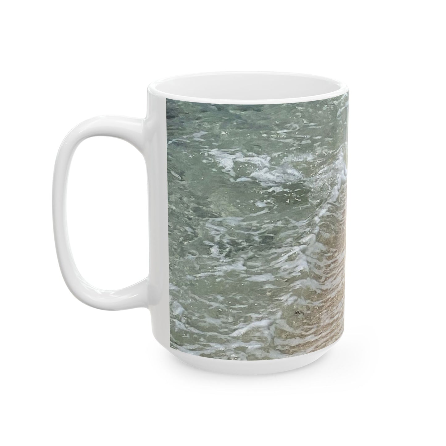 Beach Vibes Ceramic Mug – Ocean & Coastal Sand Design