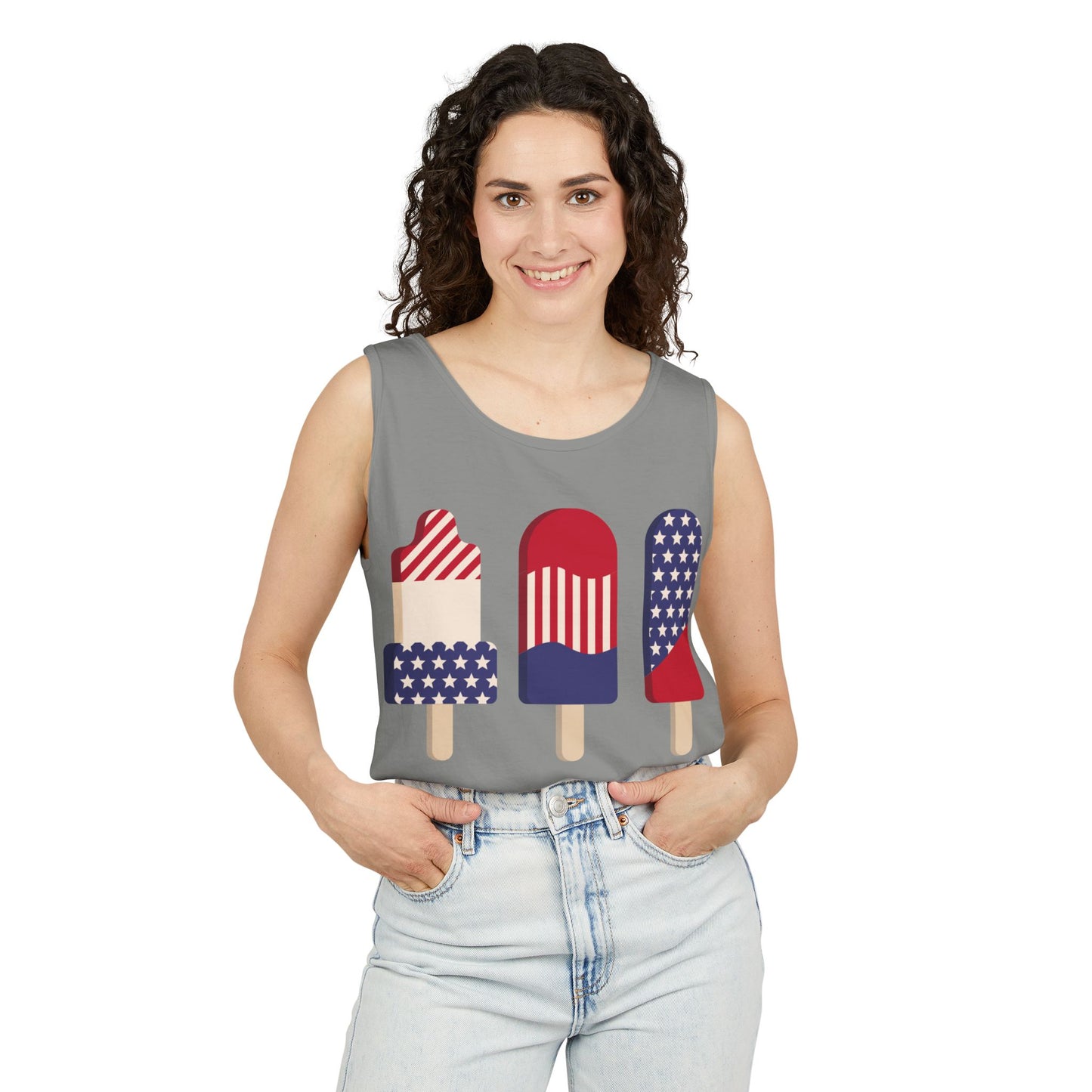 Patriotic Popsicle Tank Top – Fun Summer Sleeveless Shirt for Holidays & Casual Wear