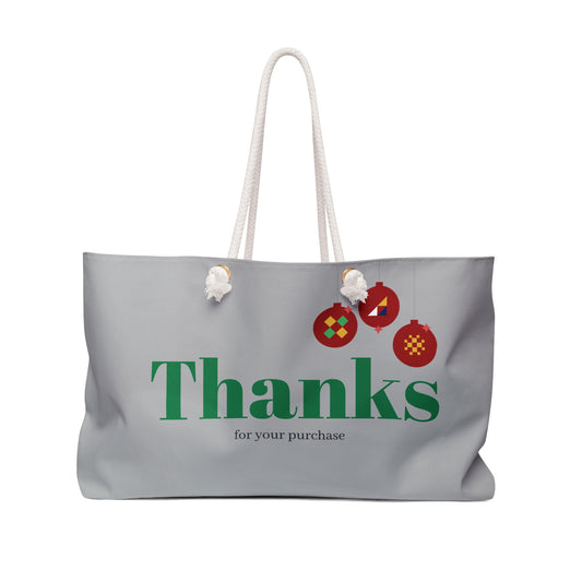 Stylish Weekender Bag – Spacious Canvas Travel Tote with “Thanks” Design