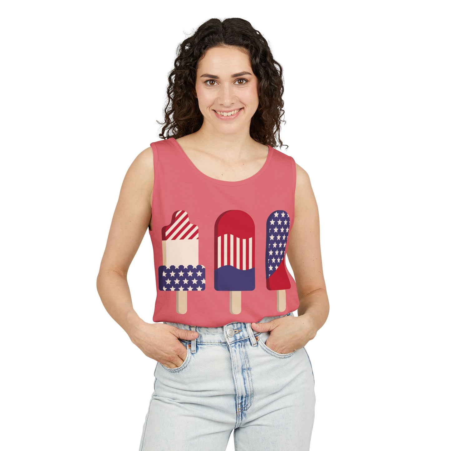Patriotic Popsicle Tank Top – Fun Summer Sleeveless Shirt for Holidays & Casual Wear
