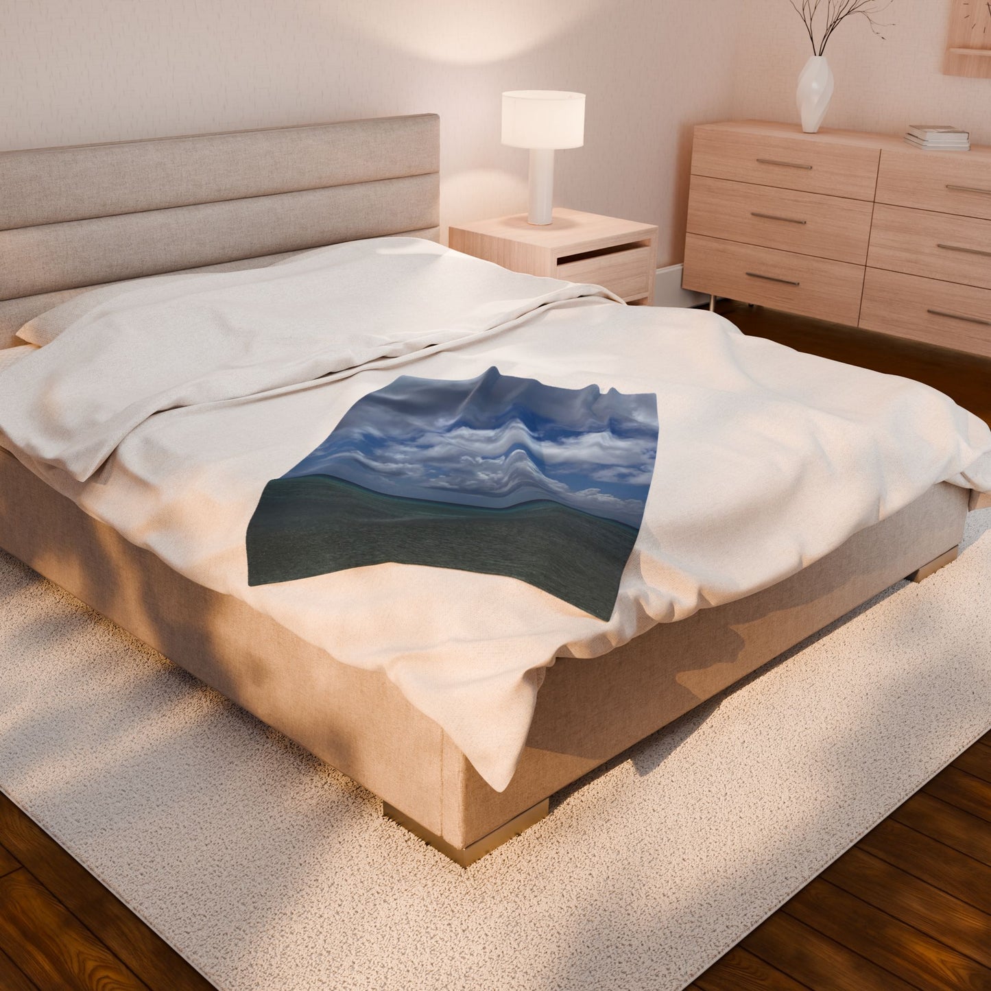 Cozy Velveteen Plush Beach Blanket – Tropical Ocean Photo Throw (Ultra‑Soft