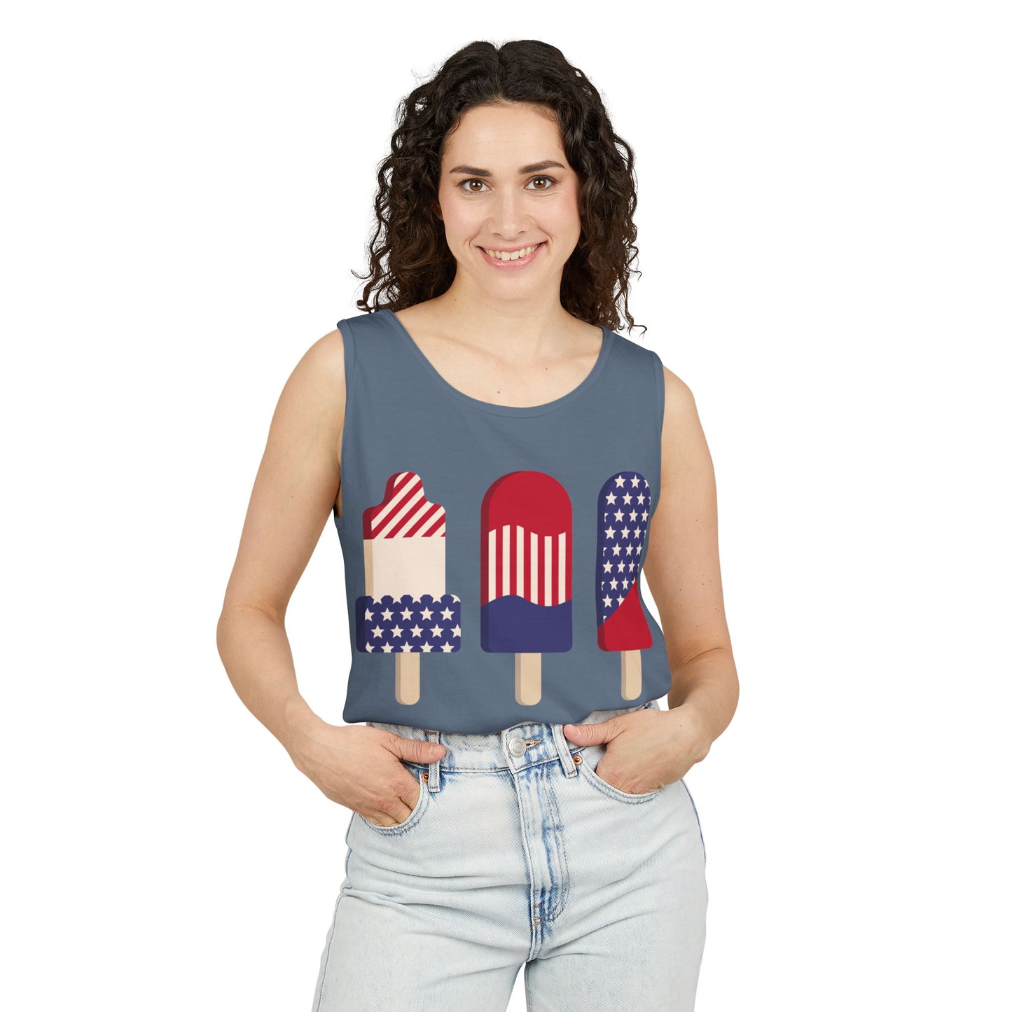 Patriotic Popsicle Tank Top – Fun Summer Sleeveless Shirt for Holidays & Casual Wear