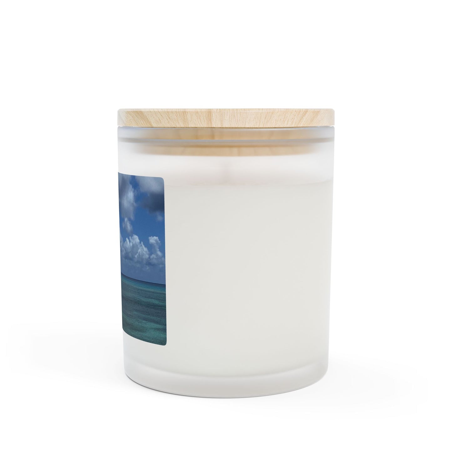 Ocean Breeze Candle – Relaxing Frosted Glass with Wooden Lid