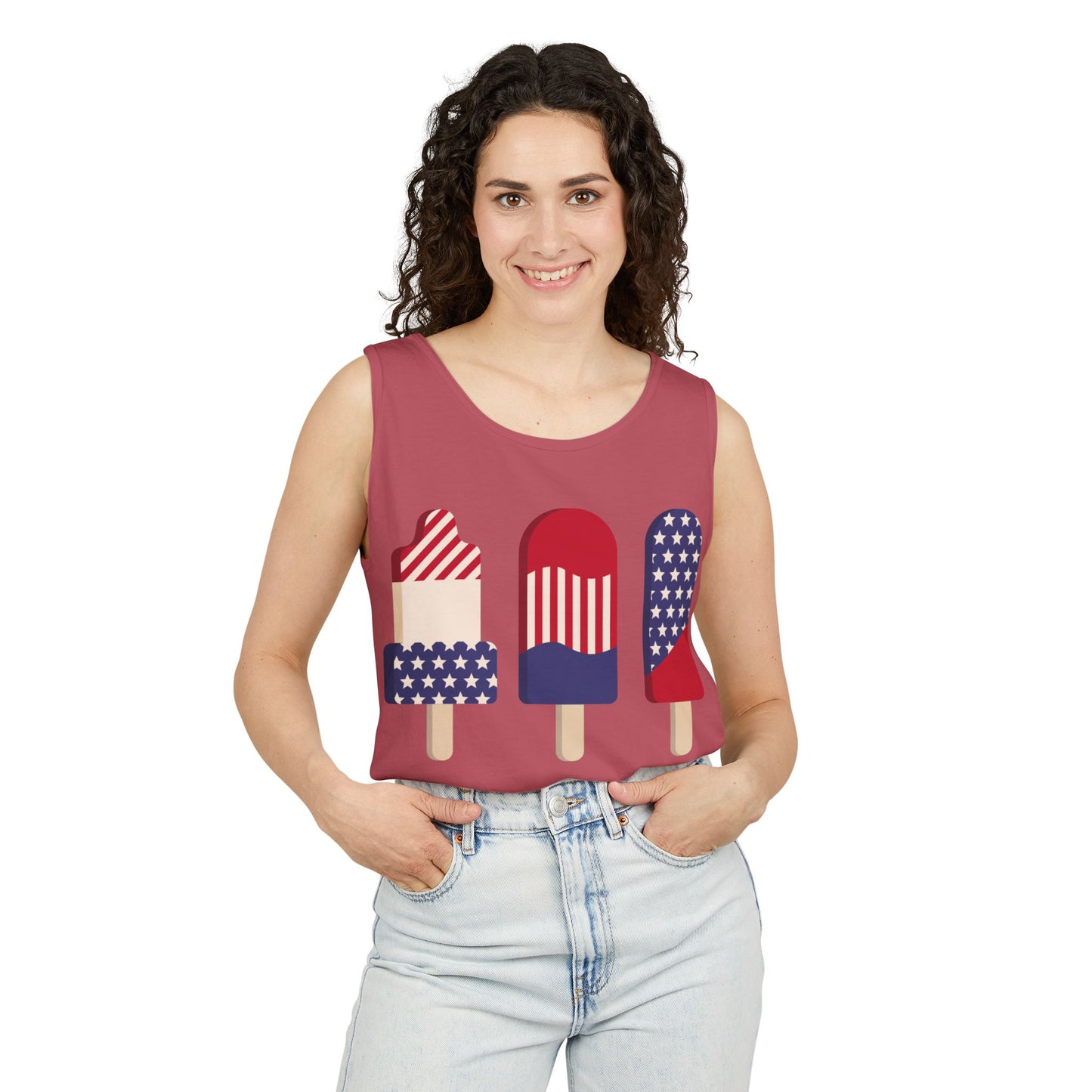 Patriotic Popsicle Tank Top – Fun Summer Sleeveless Shirt for Holidays & Casual Wear