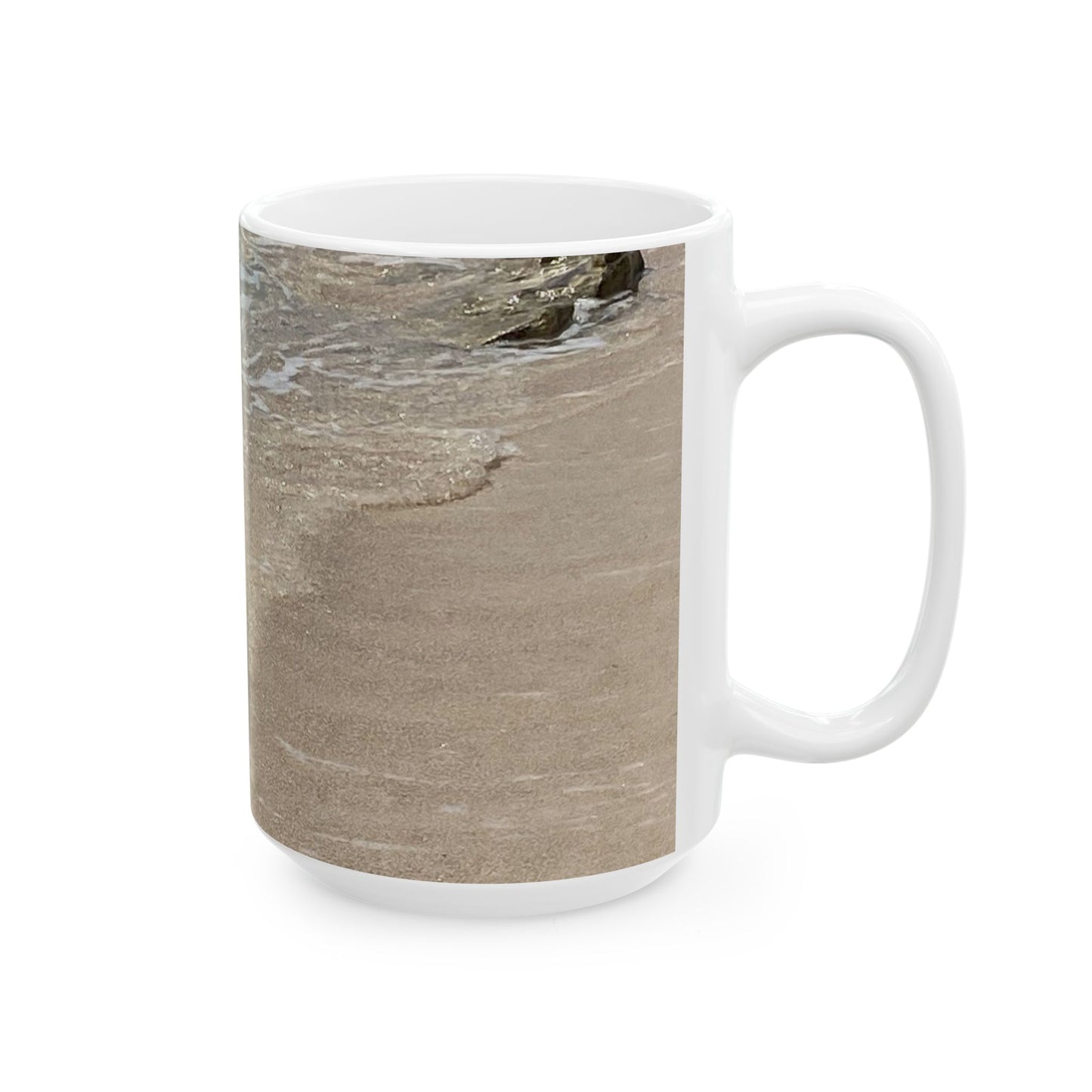 Beach Vibes Ceramic Mug – Ocean & Coastal Sand Design