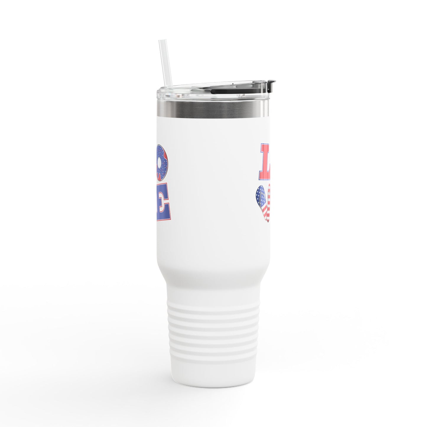Patriotic Insulated Travel Mug – 40oz Large Stainless Steel Tumbler with Straw & Handle