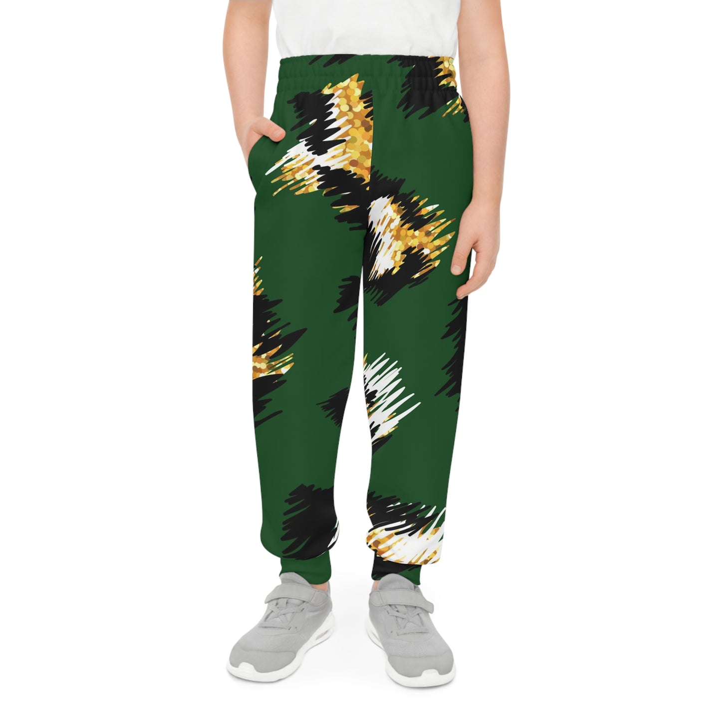 Stylish Youth Joggers | Trendy Green and Leopard Print Pants, Cozy Activewear, Casual Streetwear, Perfect for Gifts and Play