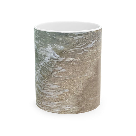 Beach Vibes Ceramic Mug – Ocean & Coastal Sand Design