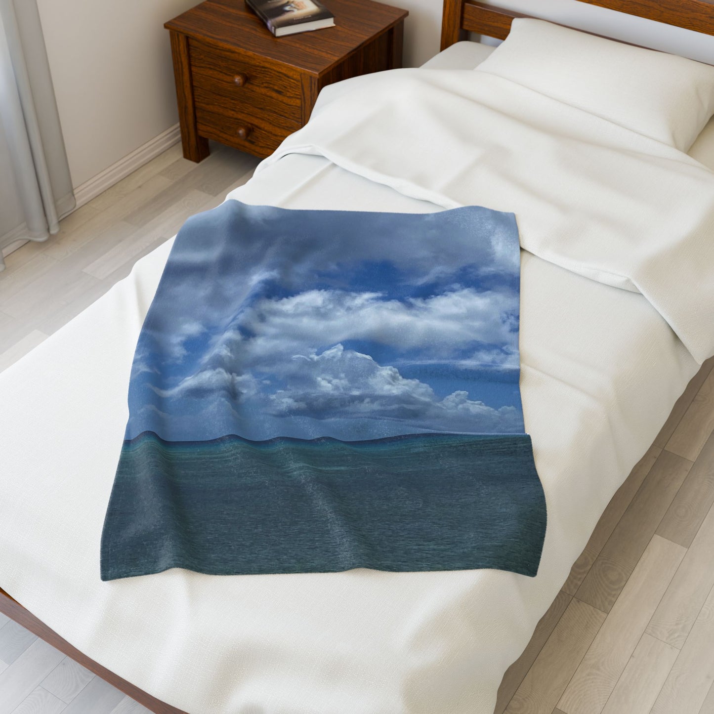 Cozy Velveteen Plush Beach Blanket – Tropical Ocean Photo Throw (Ultra‑Soft