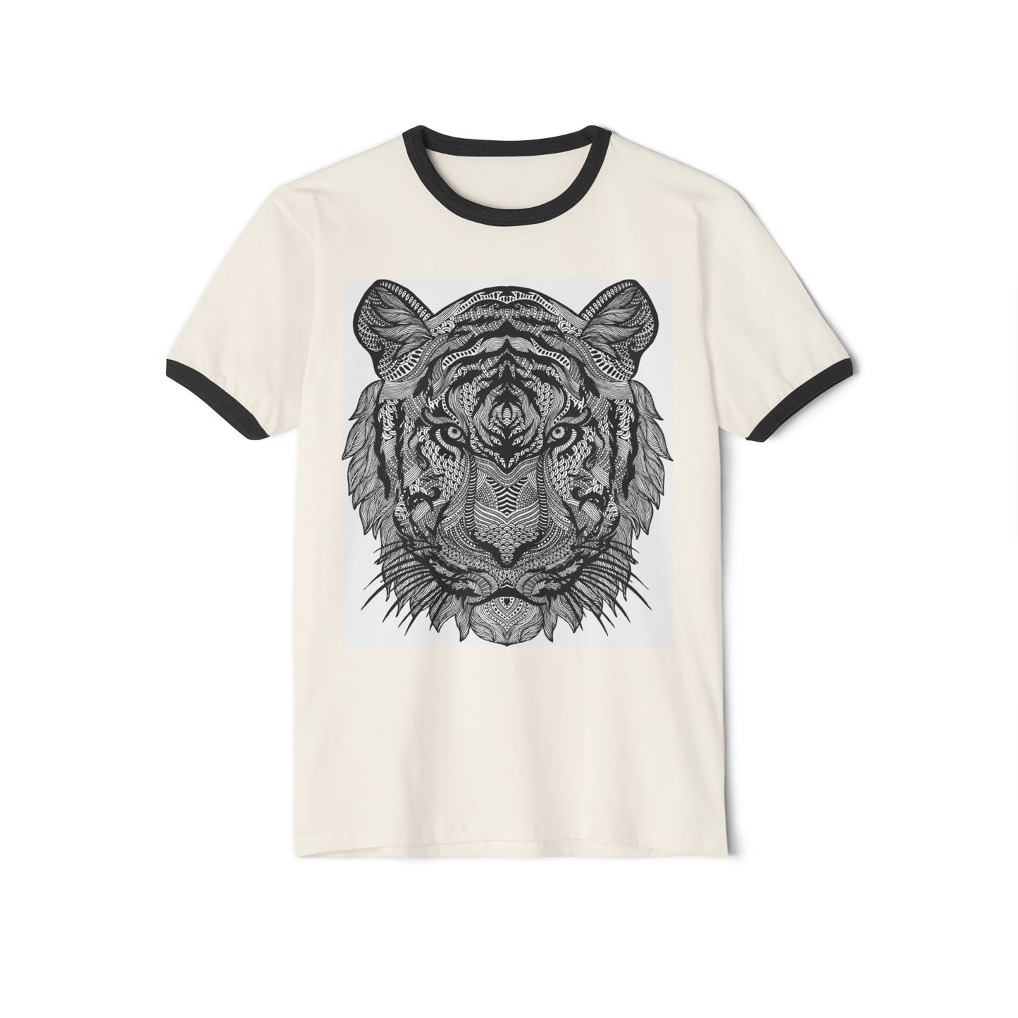 Bold Tiger Ringer Tee – Unisex Cotton Streetwear Style