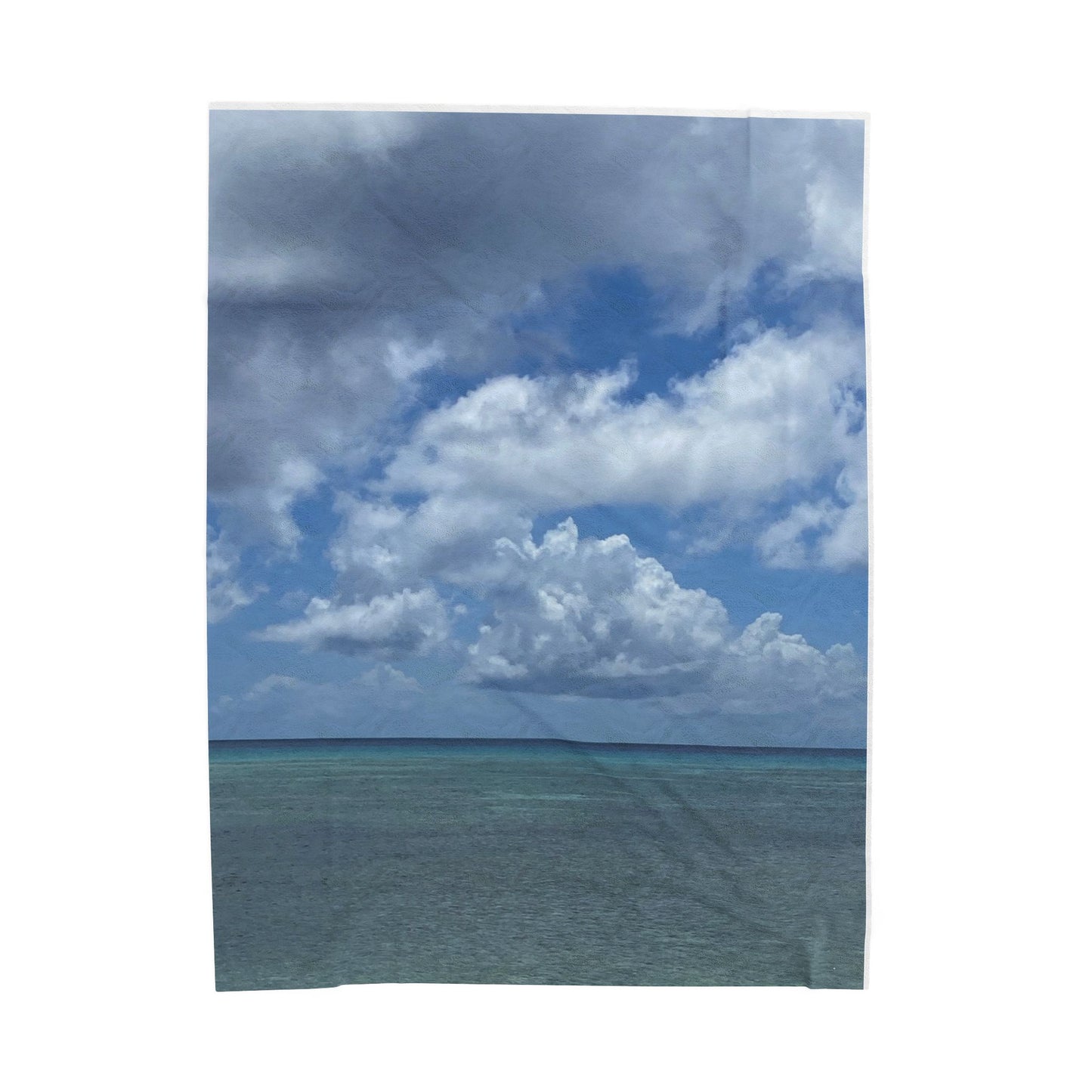 Cozy Velveteen Plush Beach Blanket – Tropical Ocean Photo Throw (Ultra‑Soft