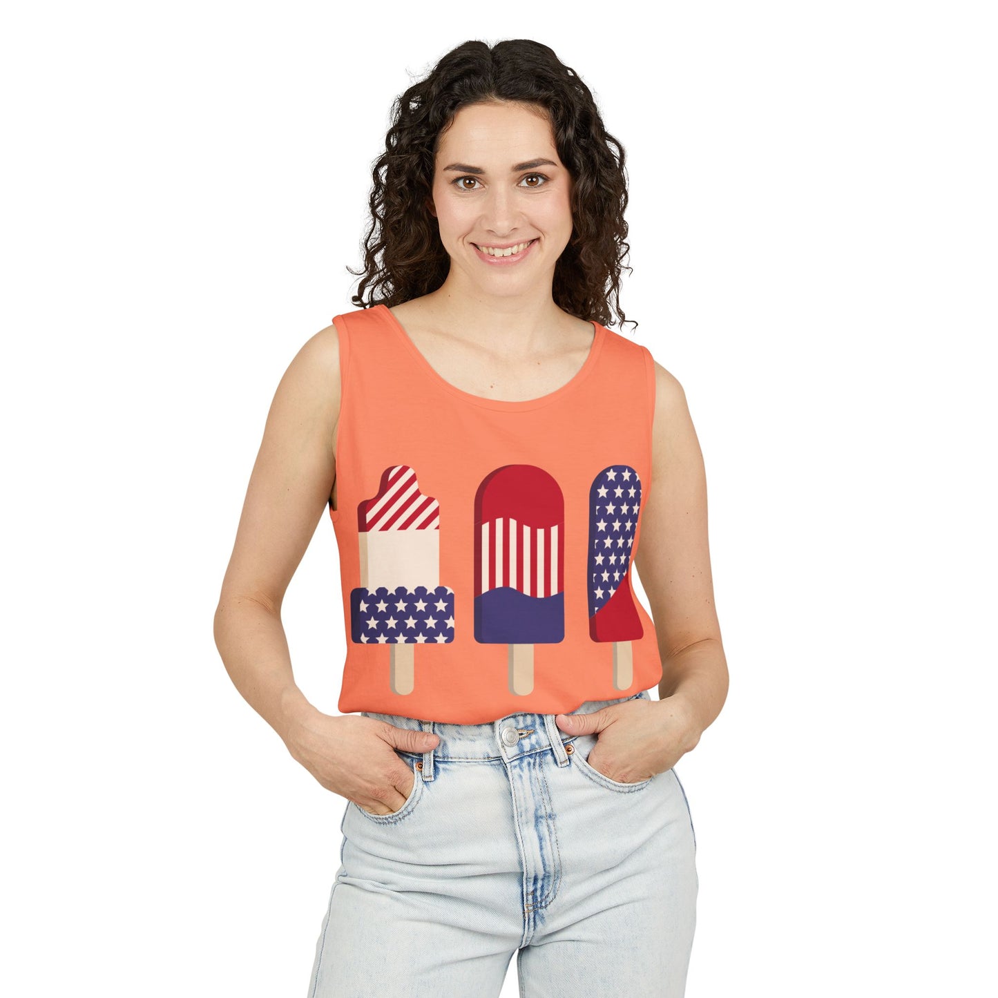 Patriotic Popsicle Tank Top – Fun Summer Sleeveless Shirt for Holidays & Casual Wear
