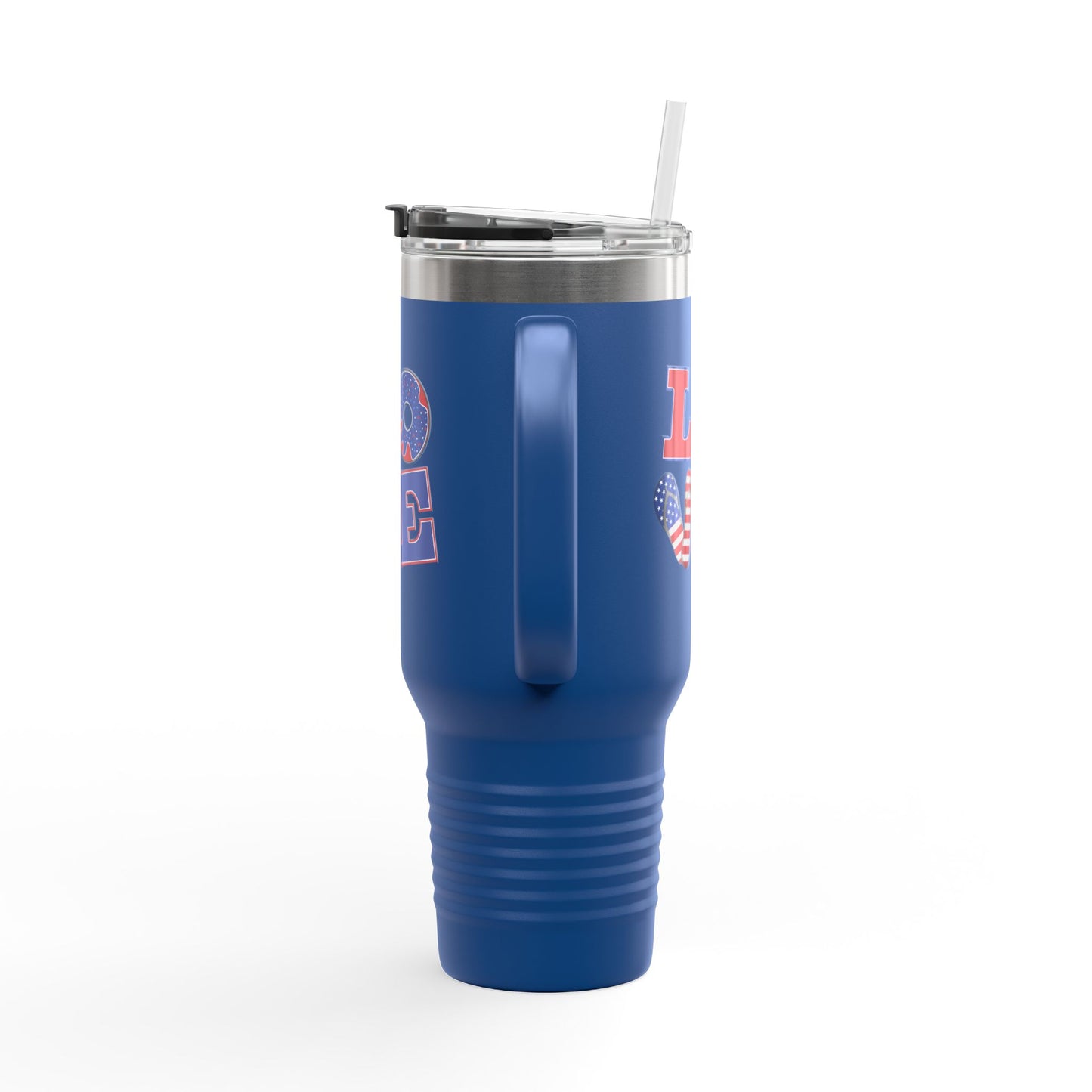 Patriotic Insulated Travel Mug – 40oz Large Stainless Steel Tumbler with Straw & Handle
