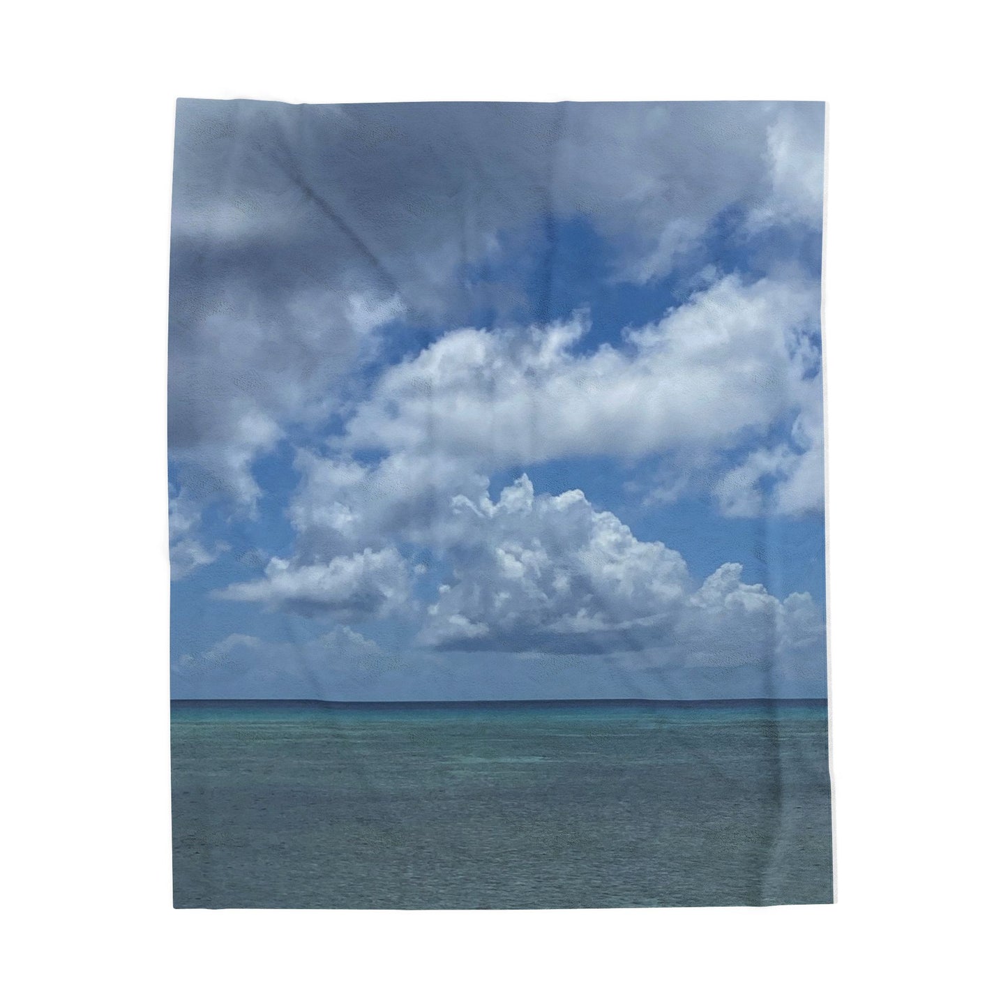 Cozy Velveteen Plush Beach Blanket – Tropical Ocean Photo Throw (Ultra‑Soft