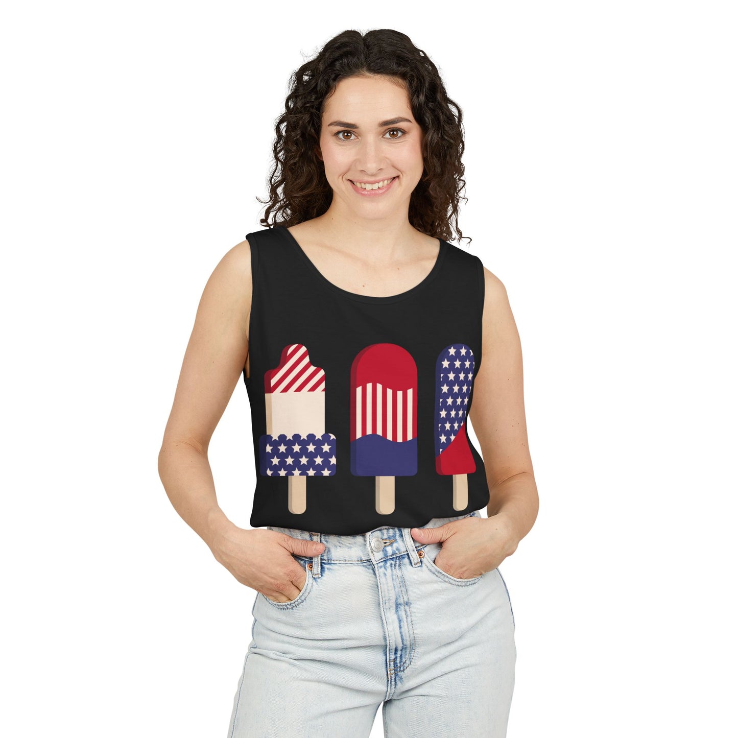 Patriotic Popsicle Tank Top – Fun Summer Sleeveless Shirt for Holidays & Casual Wear