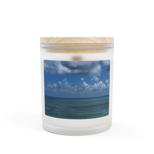 Ocean Breeze Candle – Relaxing Frosted Glass with Wooden Lid