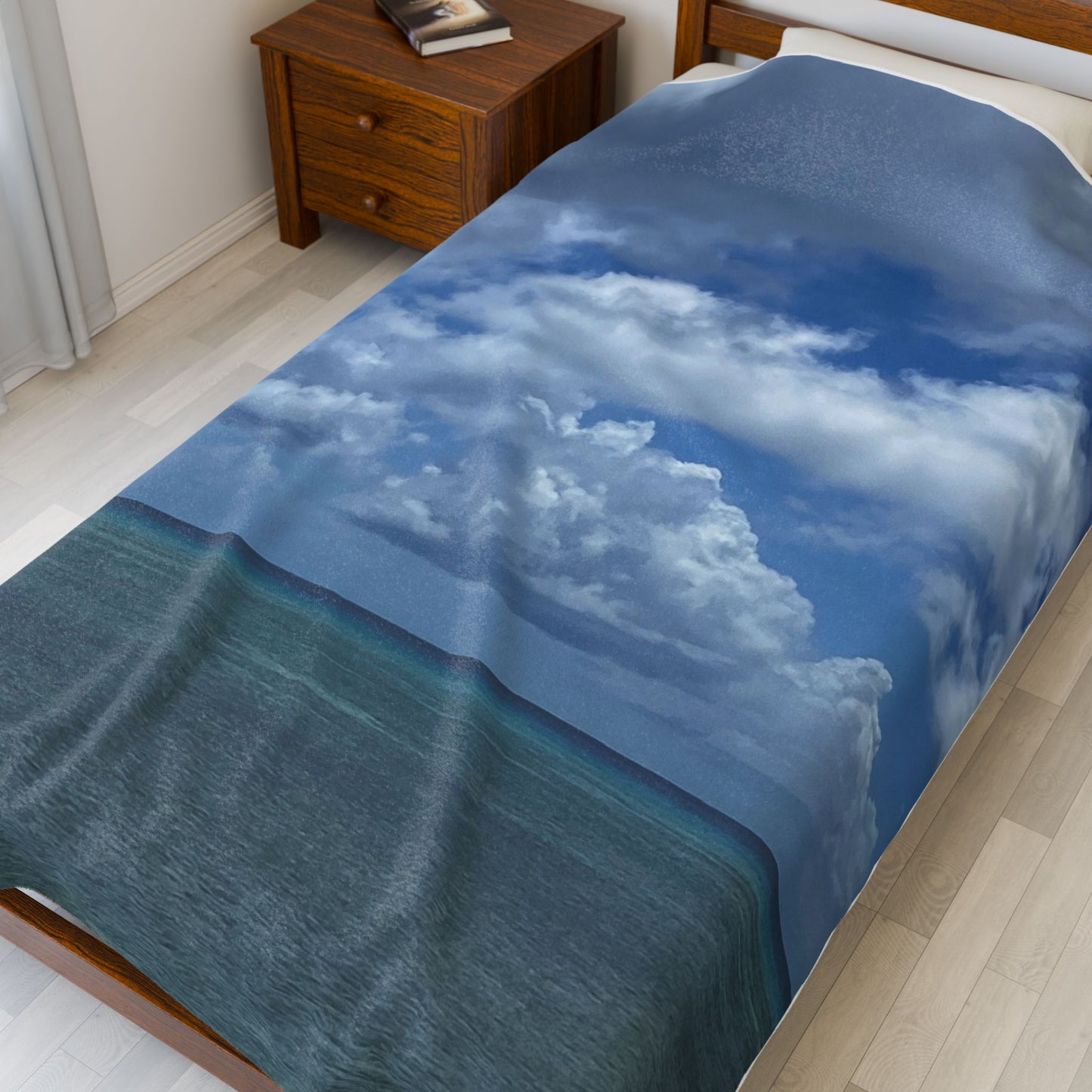 Cozy Velveteen Plush Beach Blanket – Tropical Ocean Photo Throw (Ultra‑Soft