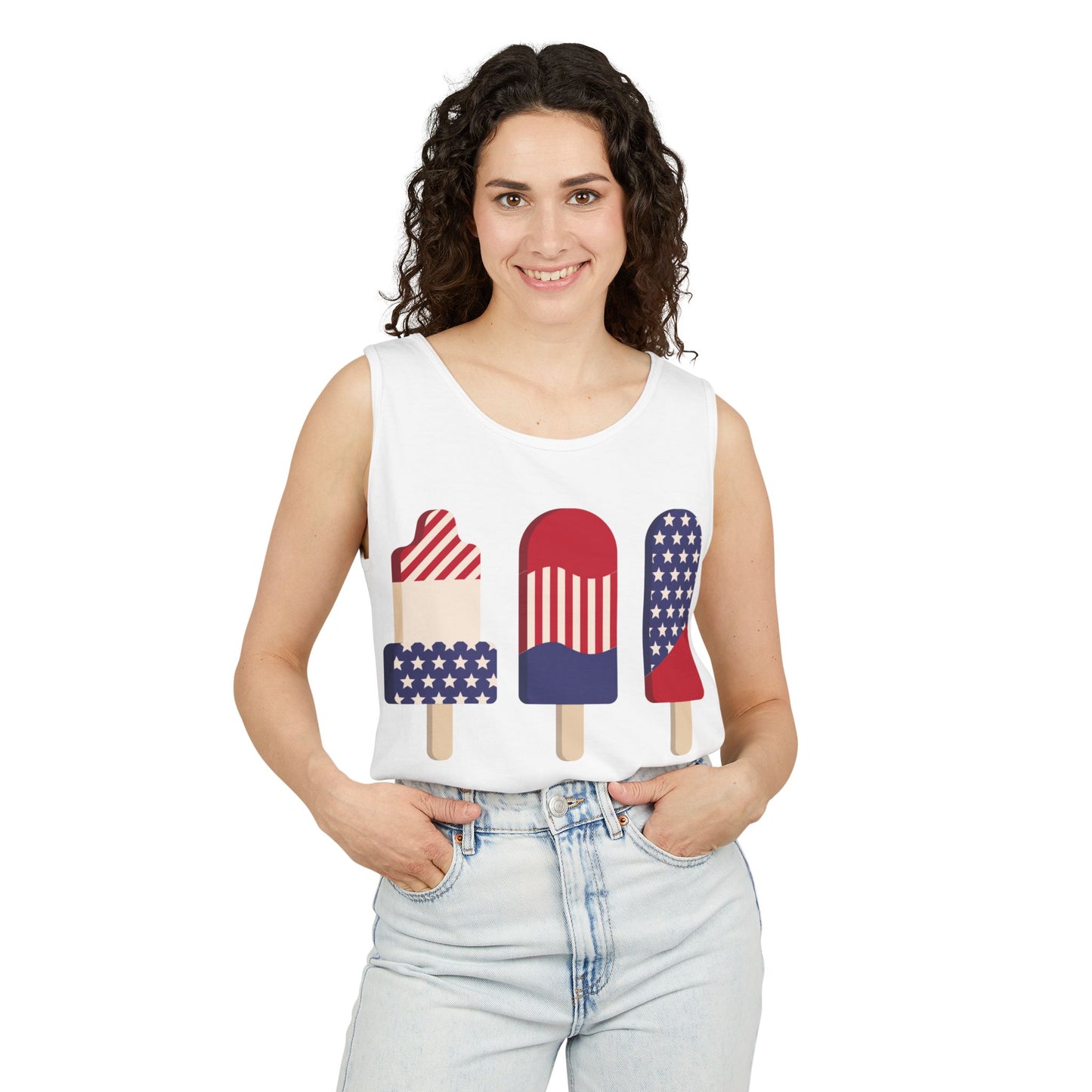 Patriotic Popsicle Tank Top – Fun Summer Sleeveless Shirt for Holidays & Casual Wear