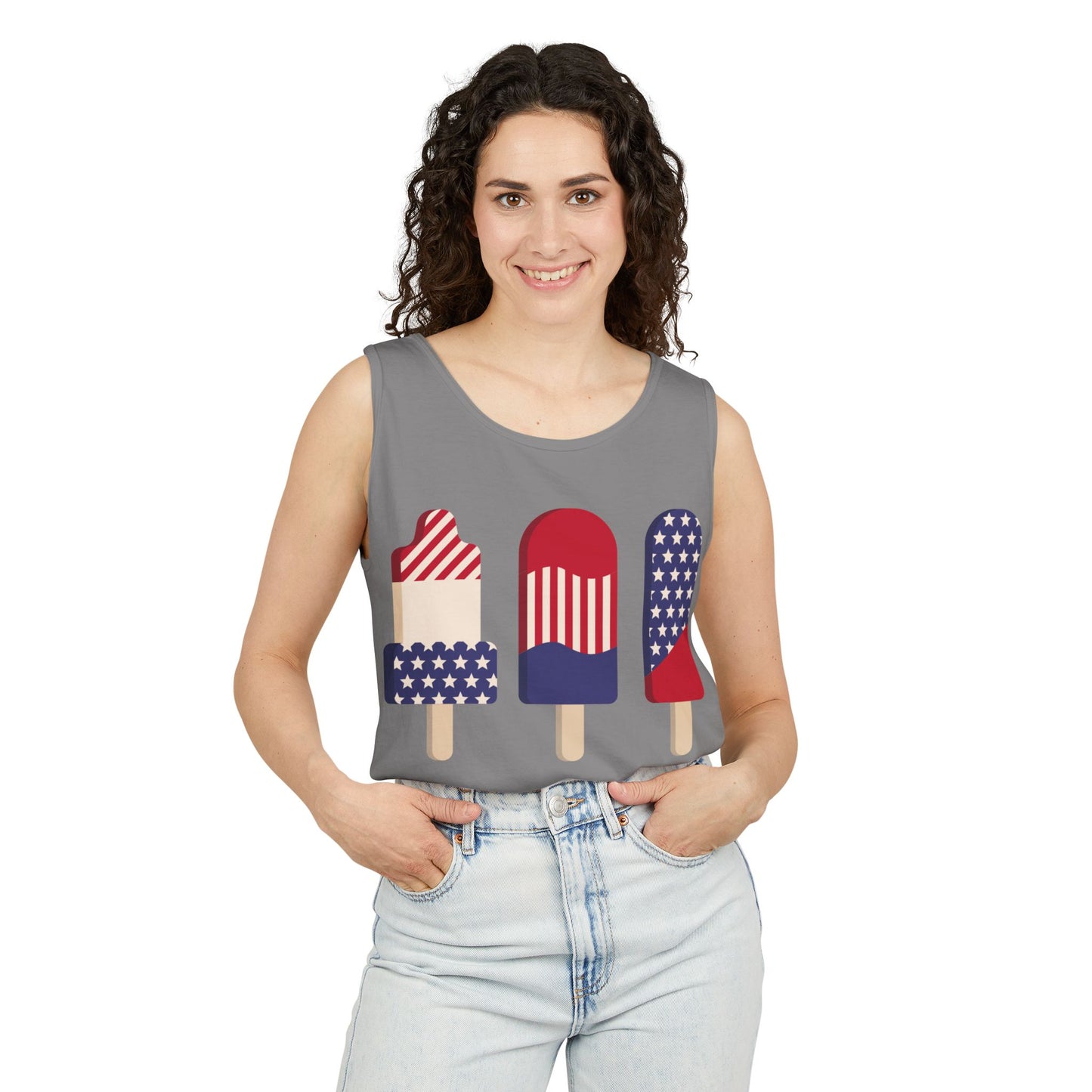 Patriotic Popsicle Tank Top – Fun Summer Sleeveless Shirt for Holidays & Casual Wear