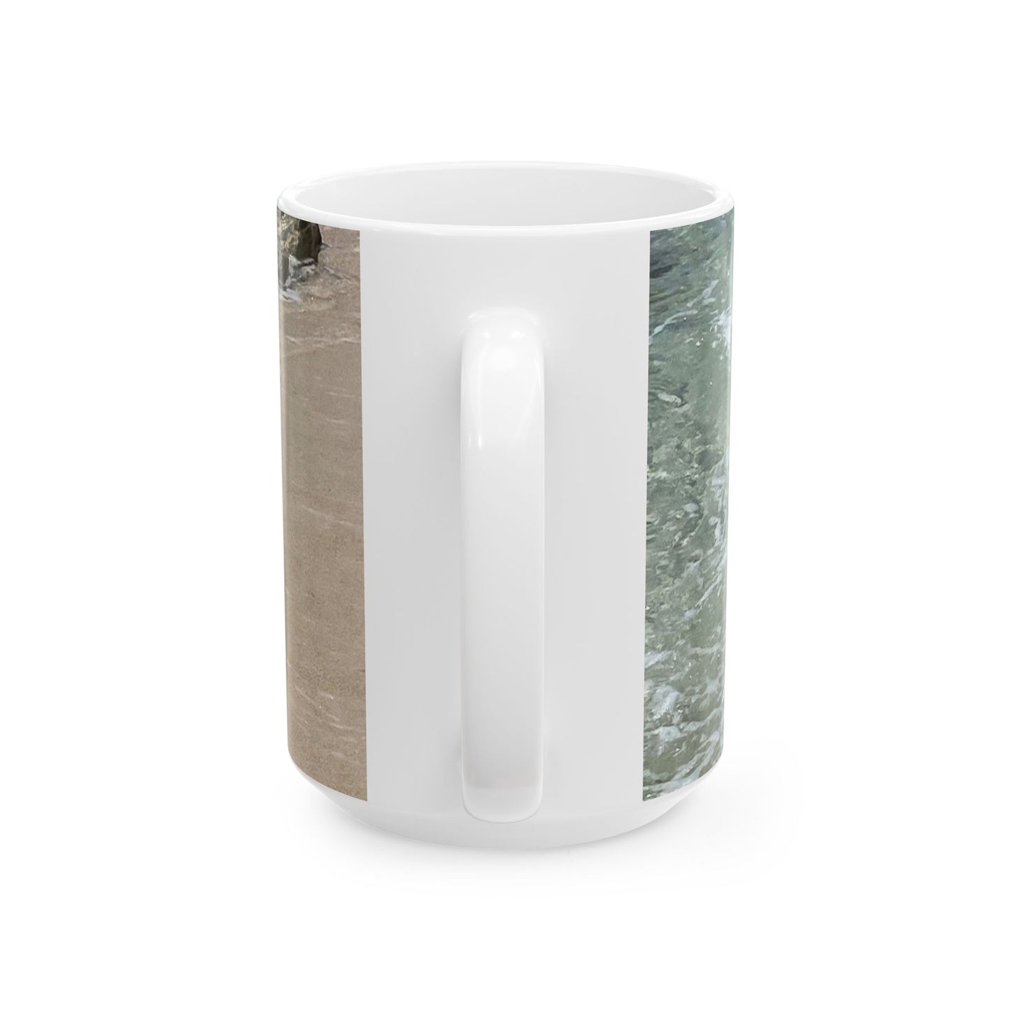 Beach Vibes Ceramic Mug – Ocean & Coastal Sand Design