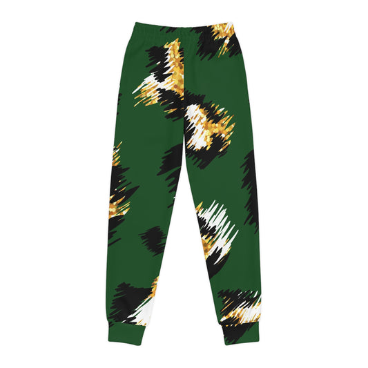 Stylish Youth Joggers | Trendy Green and Leopard Print Pants, Cozy Activewear, Casual Streetwear, Perfect for Gifts and Play