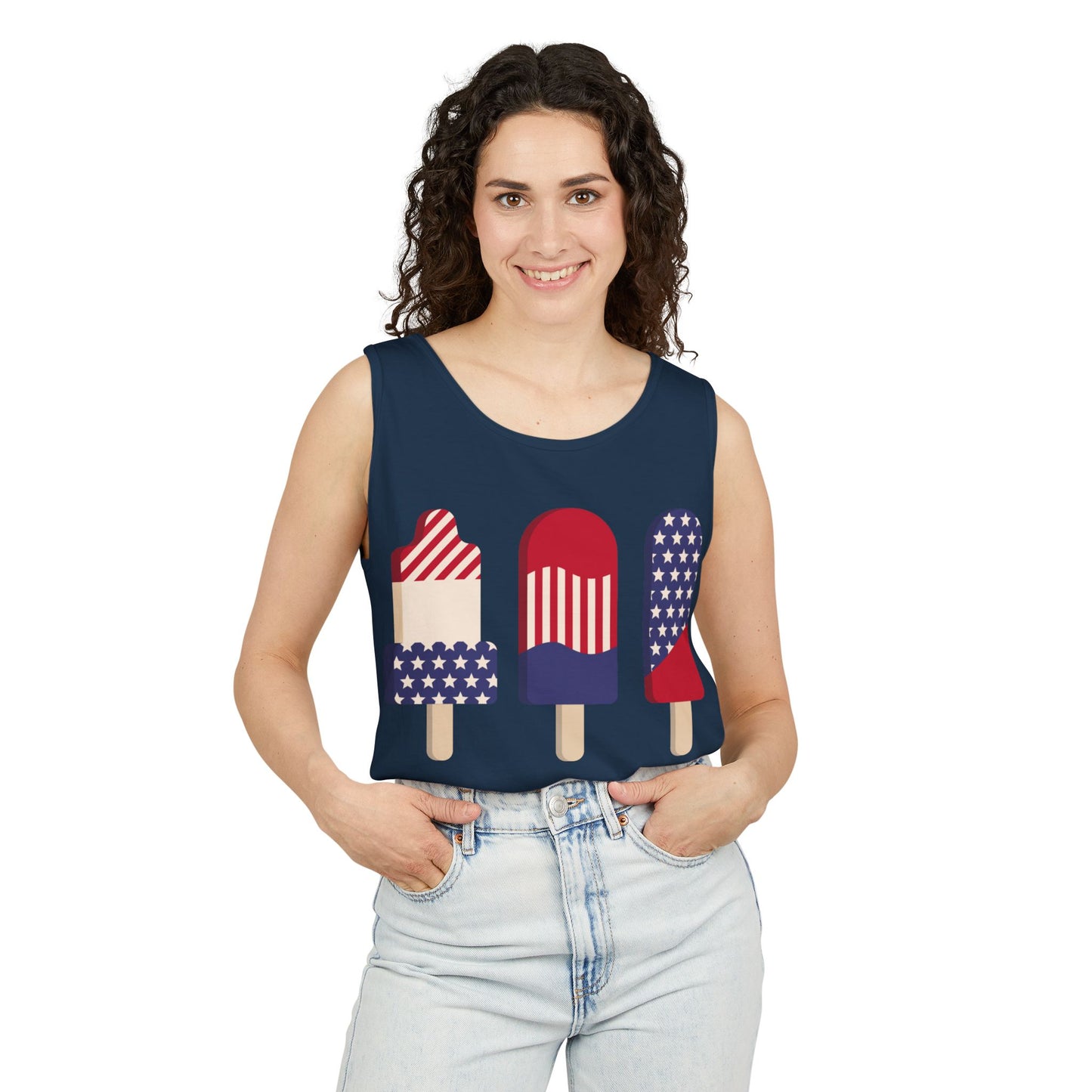 Patriotic Popsicle Tank Top – Fun Summer Sleeveless Shirt for Holidays & Casual Wear