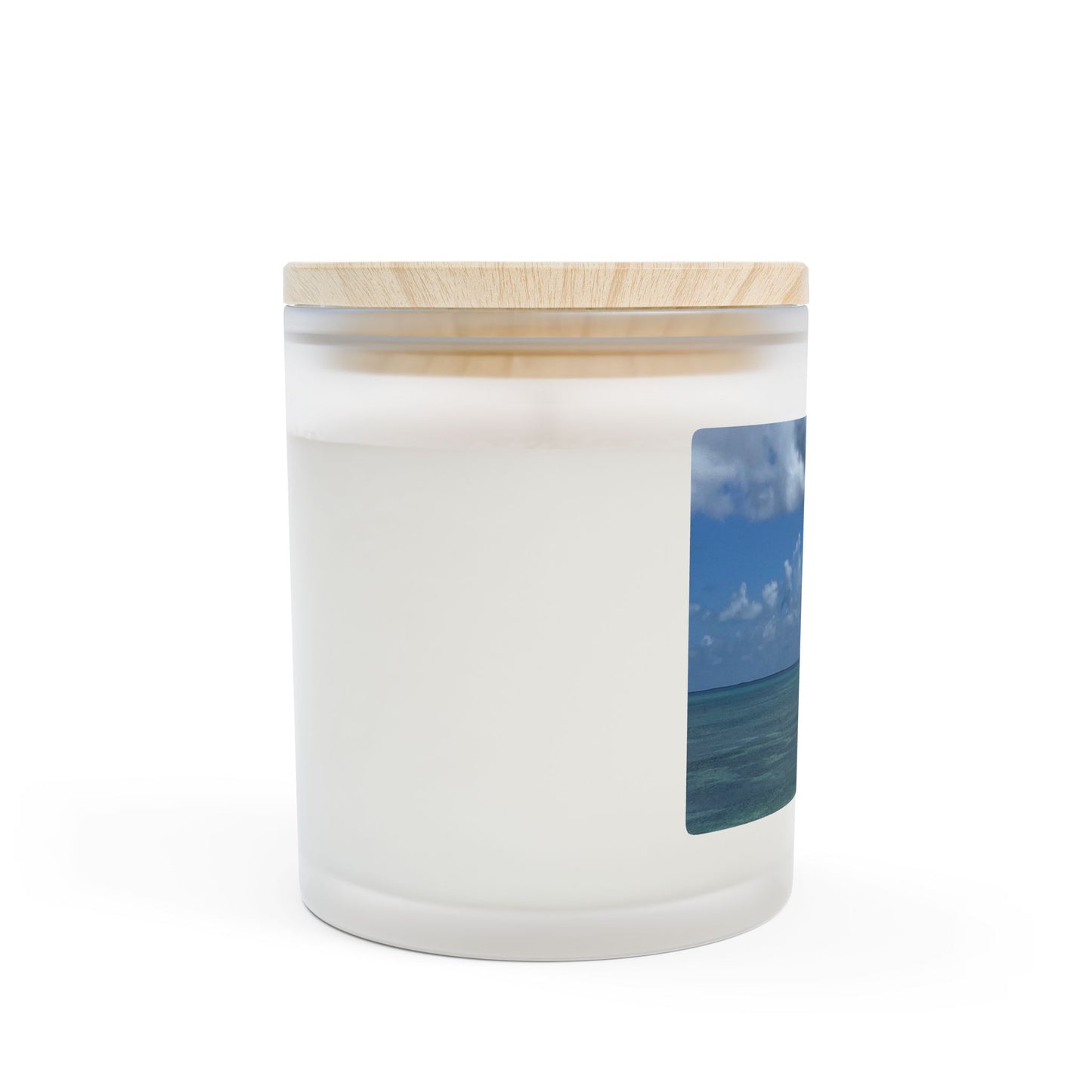 Ocean Breeze Candle – Relaxing Frosted Glass with Wooden Lid