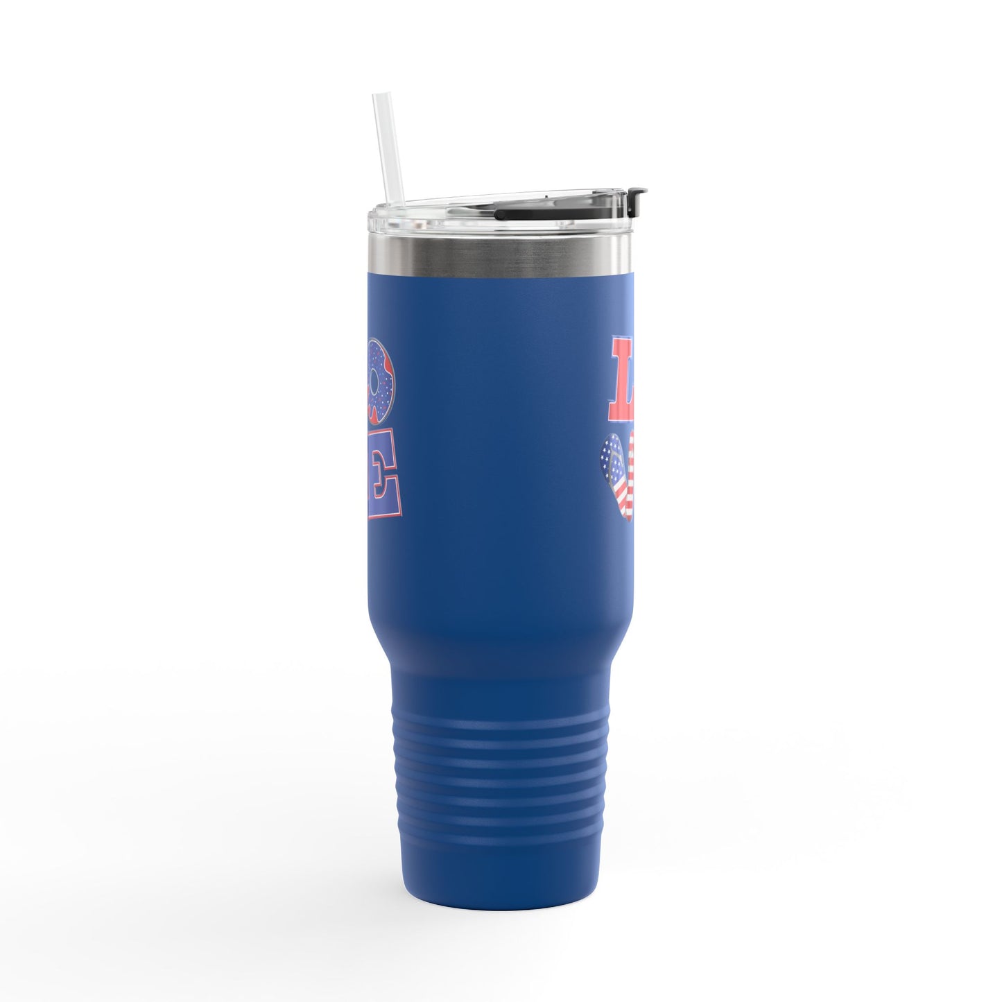 Patriotic Insulated Travel Mug – 40oz Large Stainless Steel Tumbler with Straw & Handle
